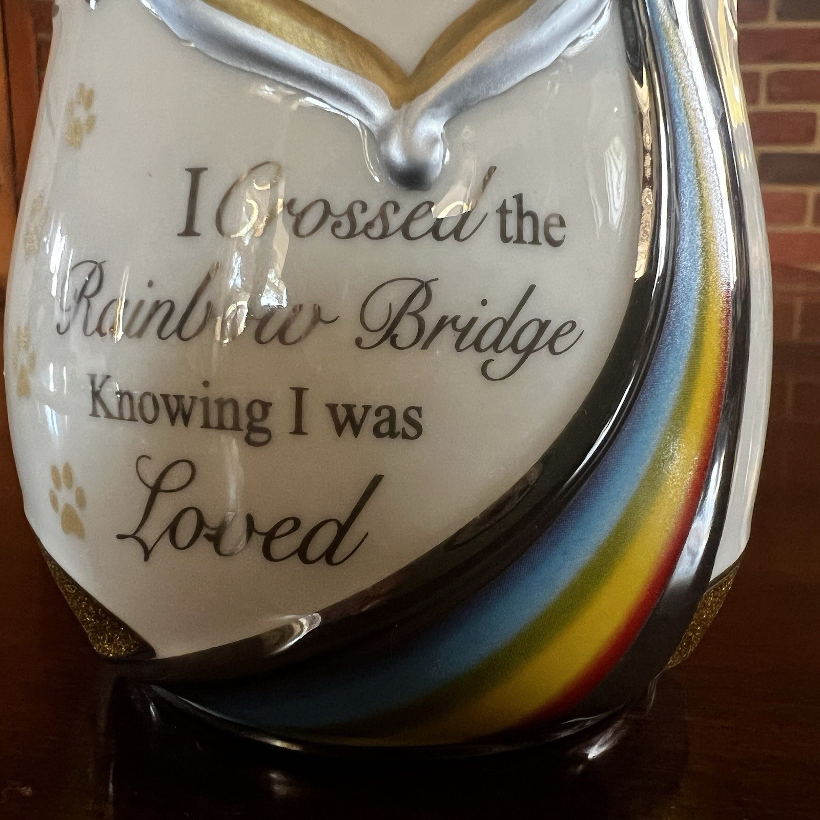 4” Bradford Exchange Rainbow Bridge Pet Remembrance Candle Candleholder Dog Cat