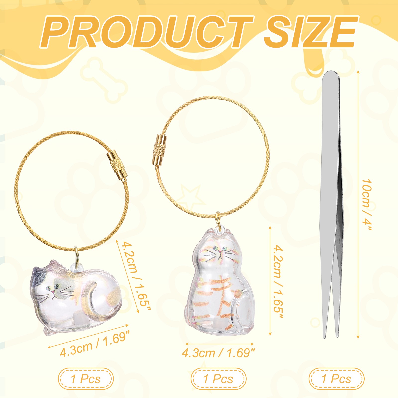 2Pcs Cat Hair Collector Keychain with Tweezers Style 8