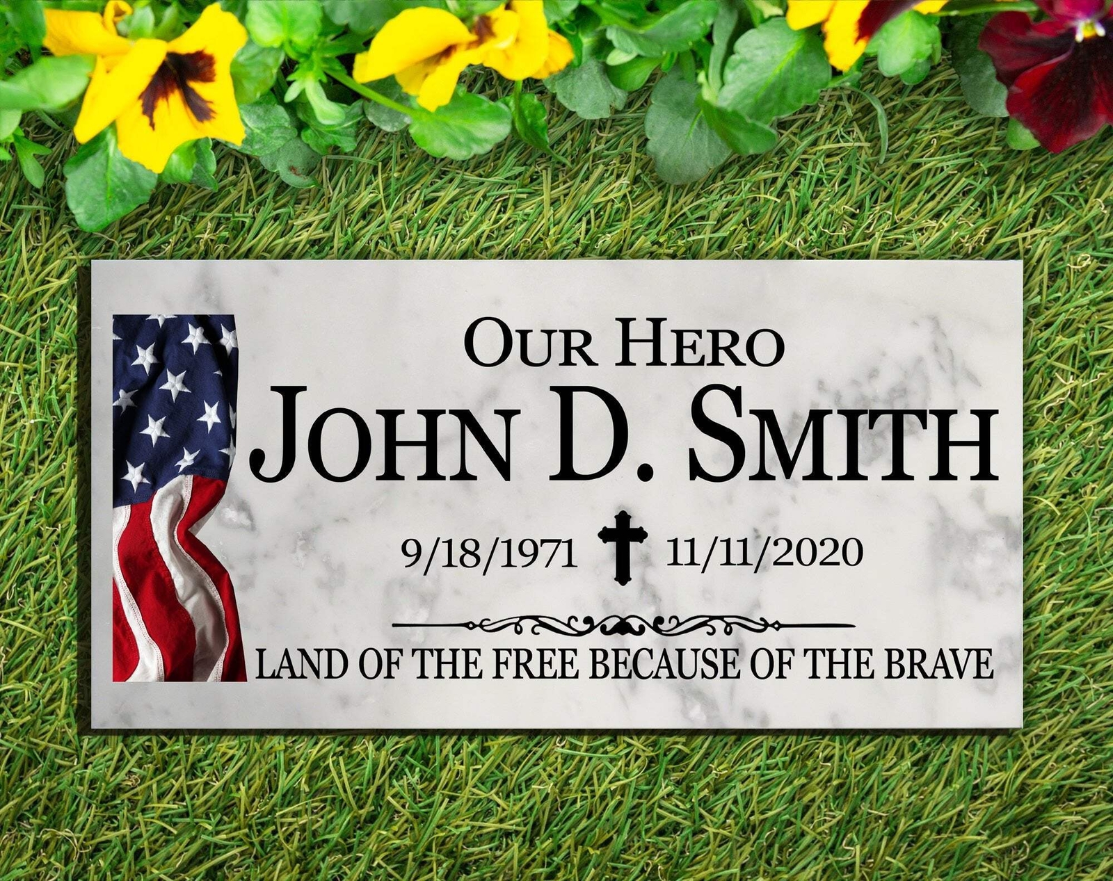 Military Memorial Stone Plaque Gift Custom Outdoor Marble Remembrance Plaque – U
