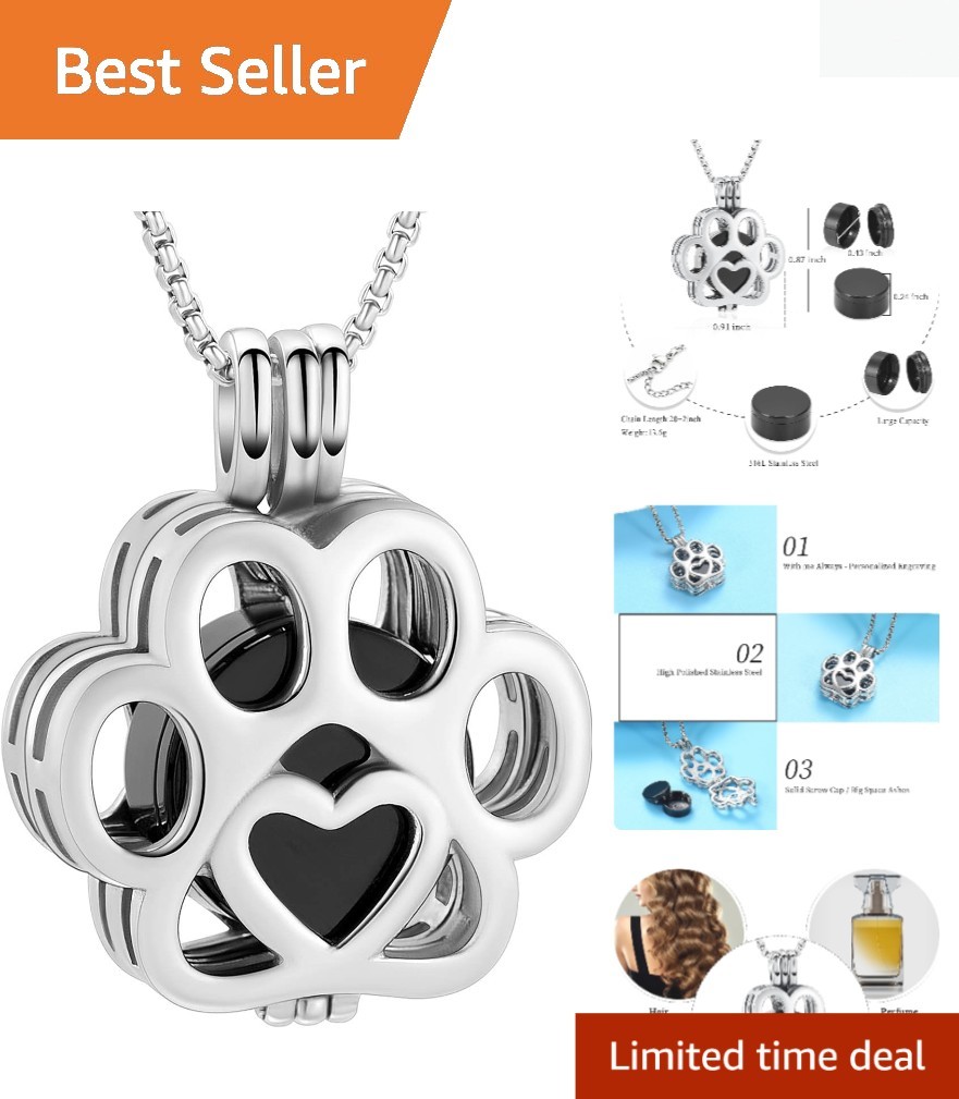 Pet Cremation Jewelry For Ashes For Dog/Cat Paw Stainless Steel Memorial Lock…
