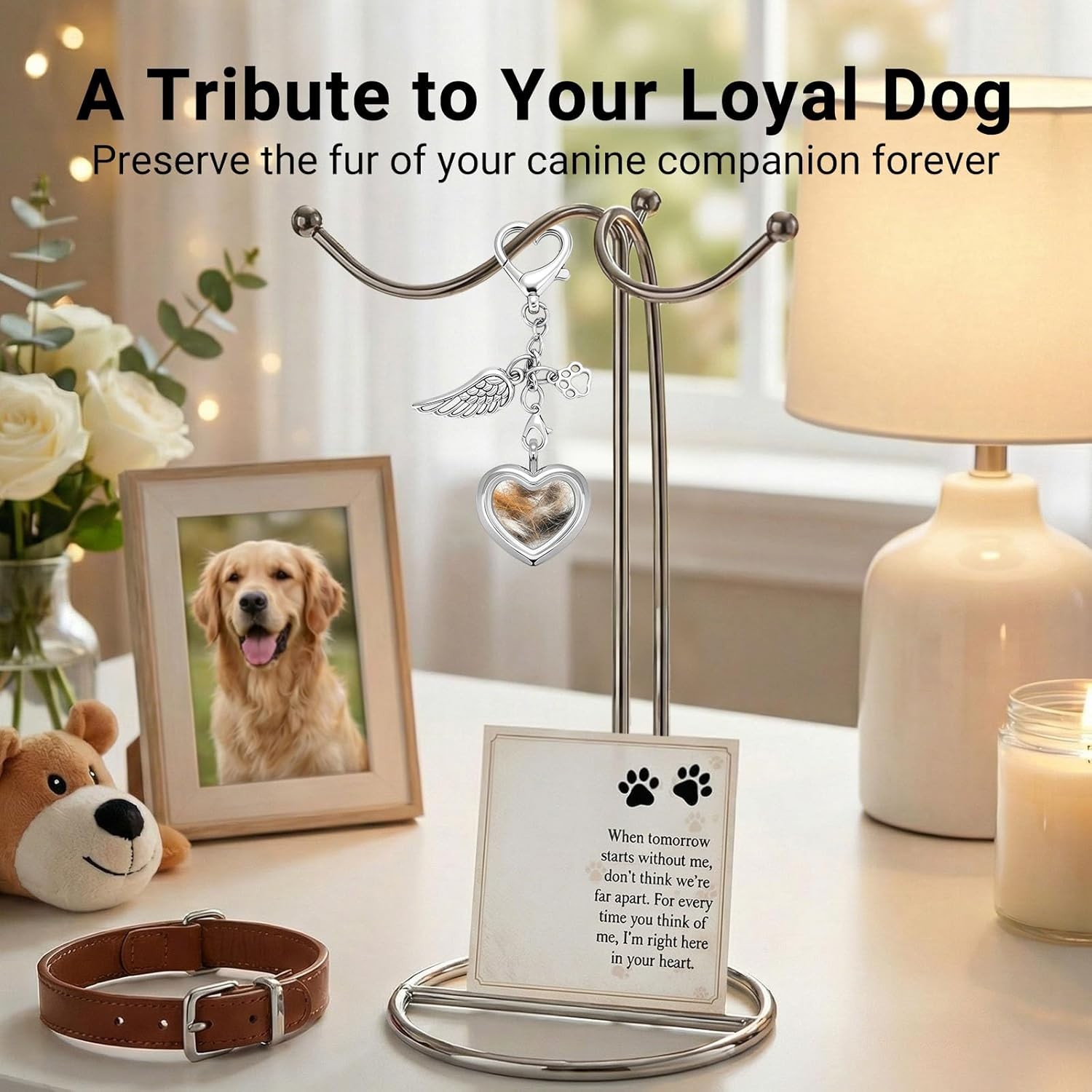 Japrex Pet Hair Keepsake, Pet Fur Memorial Keepsake with Angel Wing Paw Print…