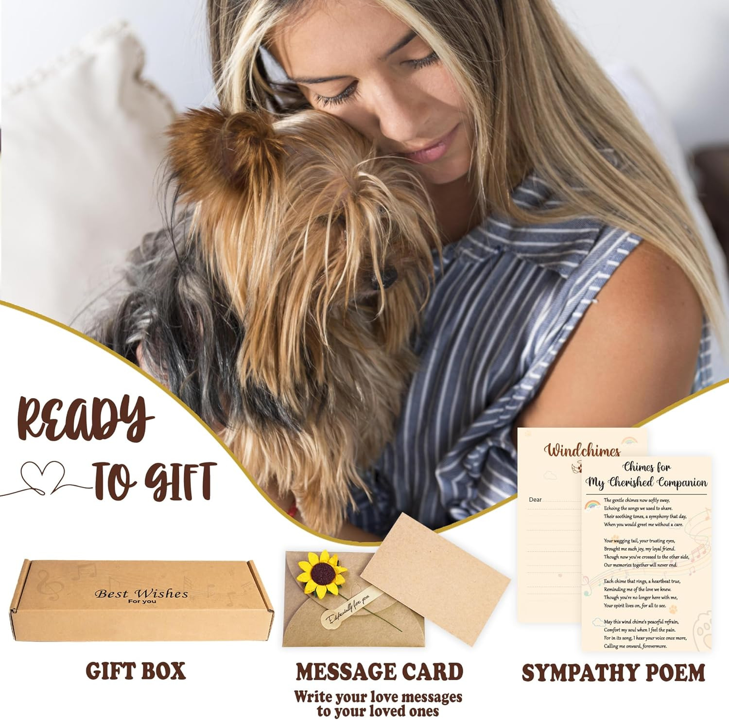 Dog Memorial Gifts for Loss of Dog, Wind Chimes for Outside, Pet Loss Sympathy G