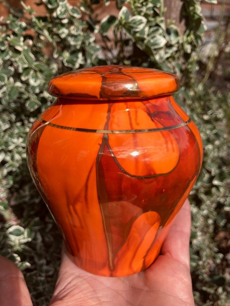 Handmade Ceramic Cremation Urn in Royal Purple, small size for pet ashes, 50 ci