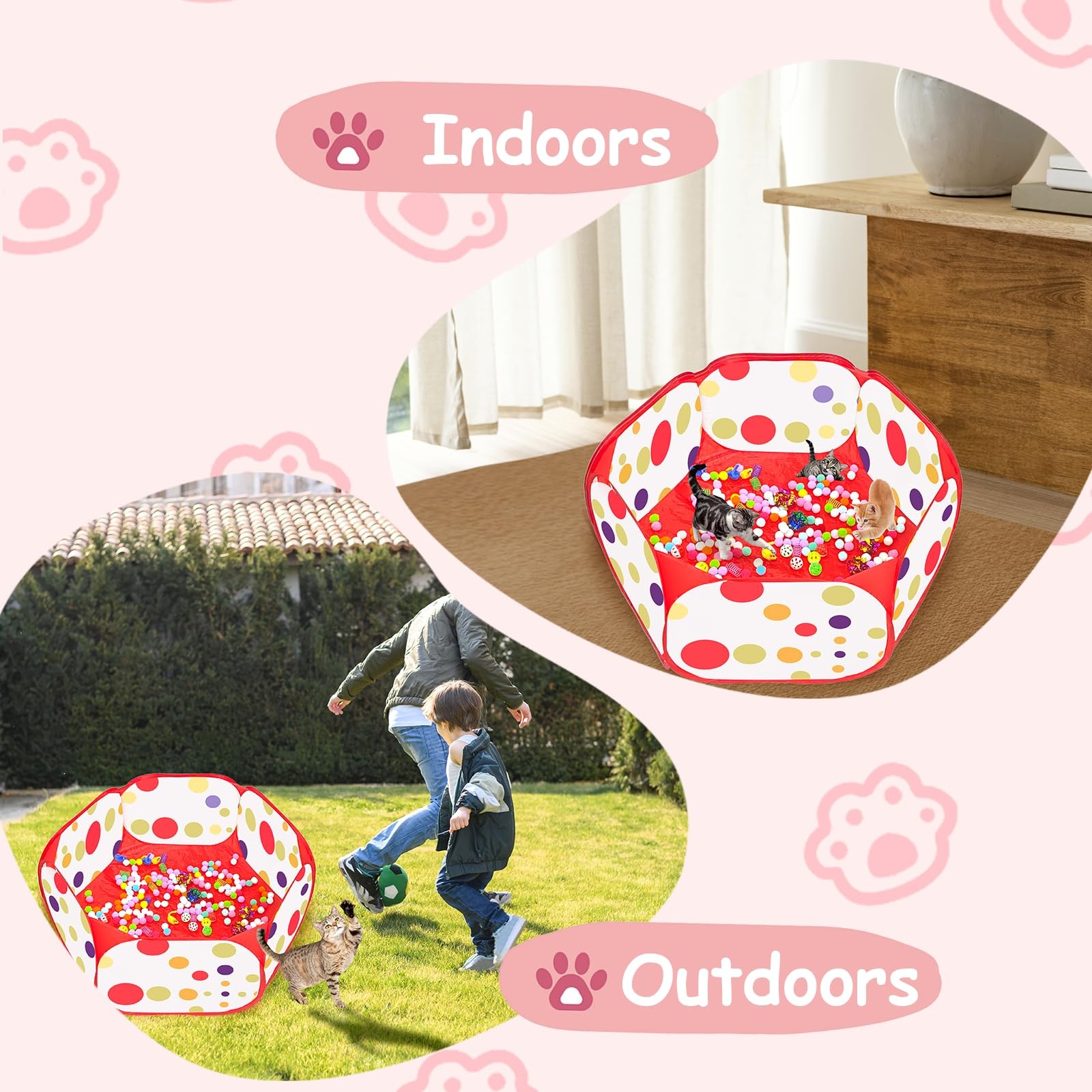 Cat Ball Pit with 226 Interactive Toys for Indoor Cats & Kittens Play