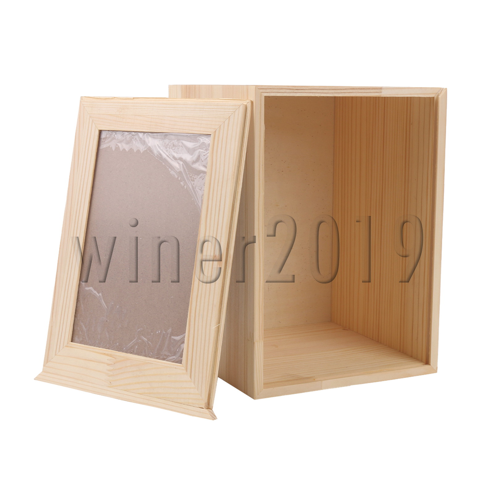 Natural Wood Pets Ashes Memorial Box Cremation with Photo Frame 6.3″x6.3″x8.66″
