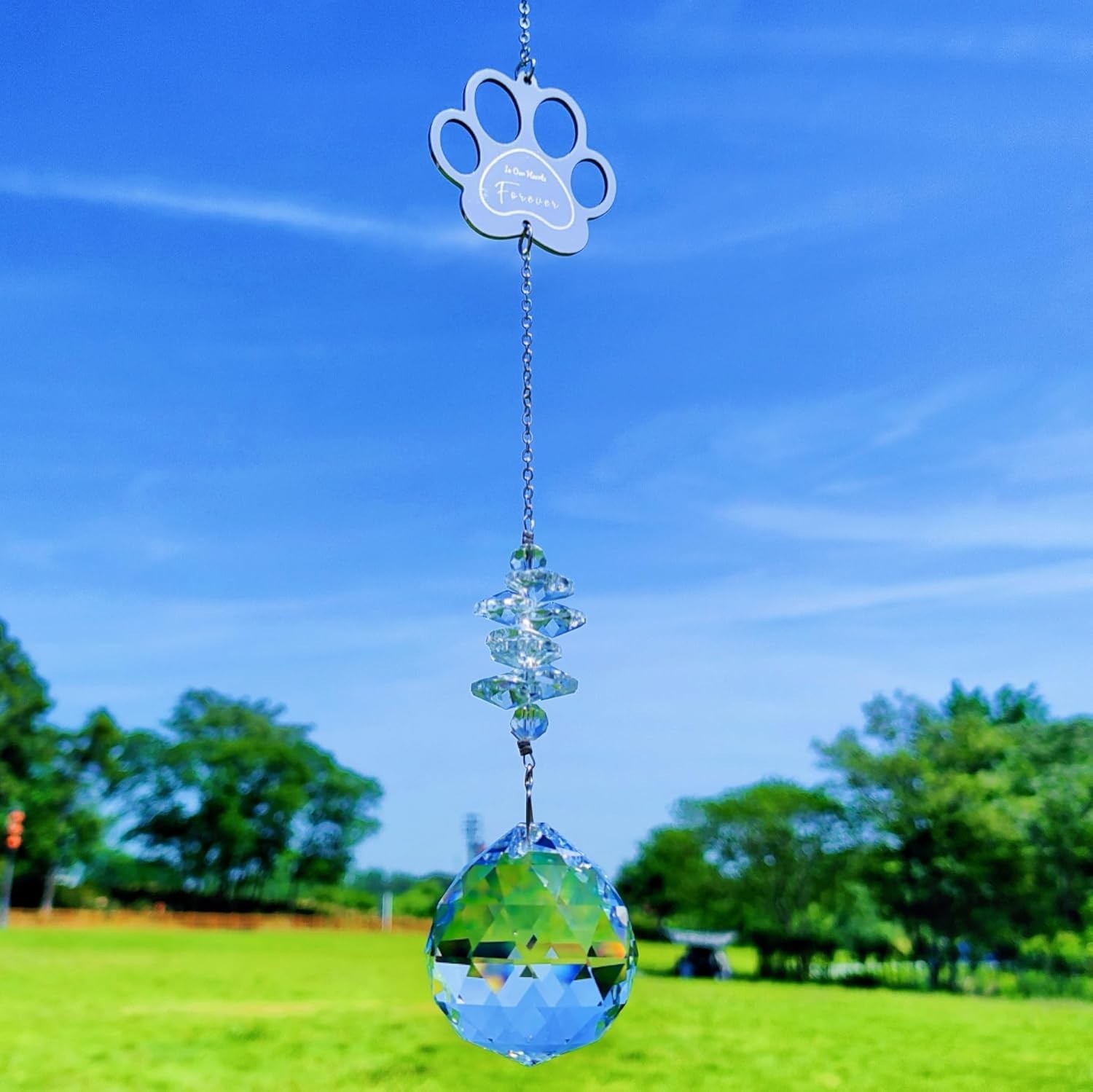 Dog Memorial Gifts, Paw Print Sun Catcher Dogs Cats Pet Remembrance Crystal Ball
