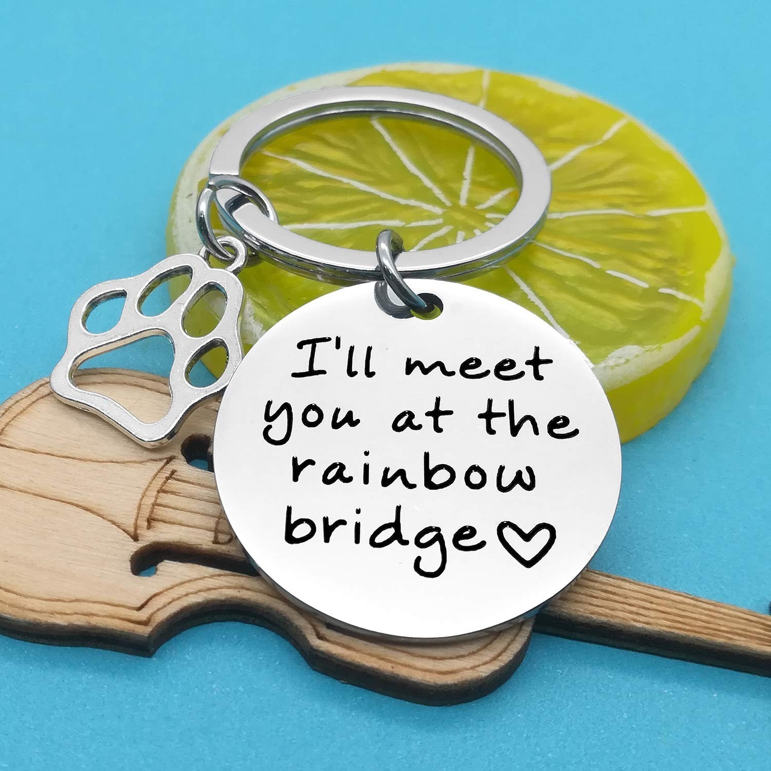 Xiahuyu Pet Memorial Keychain Gift I’ll Meet You at The Rainbow Bridge Keycha…