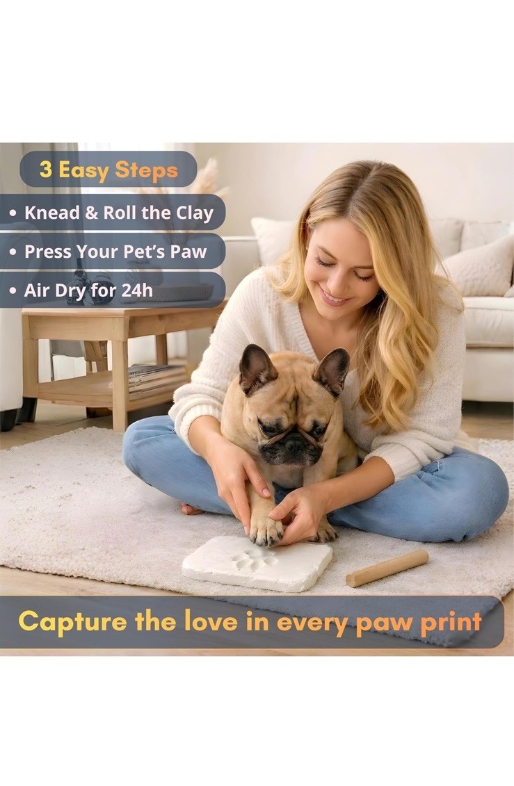 Personalized Paw Print Memory Box for Dogs and Cats – Includes Urn and Clay Kit