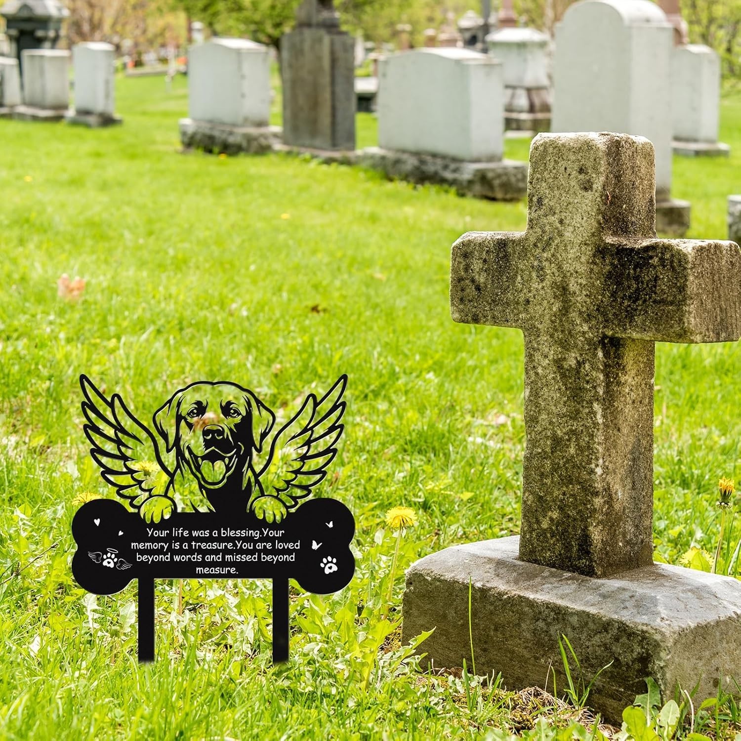 Dog Grave Markers Outdoor, Mental Pet Dog Memorial Gift Decorations Outdoor, Pet