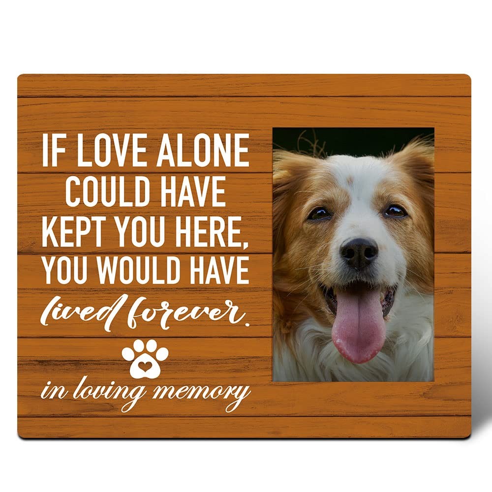 Pet Memorial Picture Frame Rustic Wood Brown 10×8 Loss Dog Cat Sympathy Gift