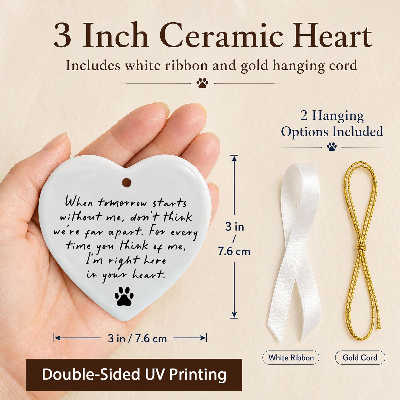 OFlyDesigns Pet Memorial Ceramic Heart Keepsake,When Tomorrow Without Me
