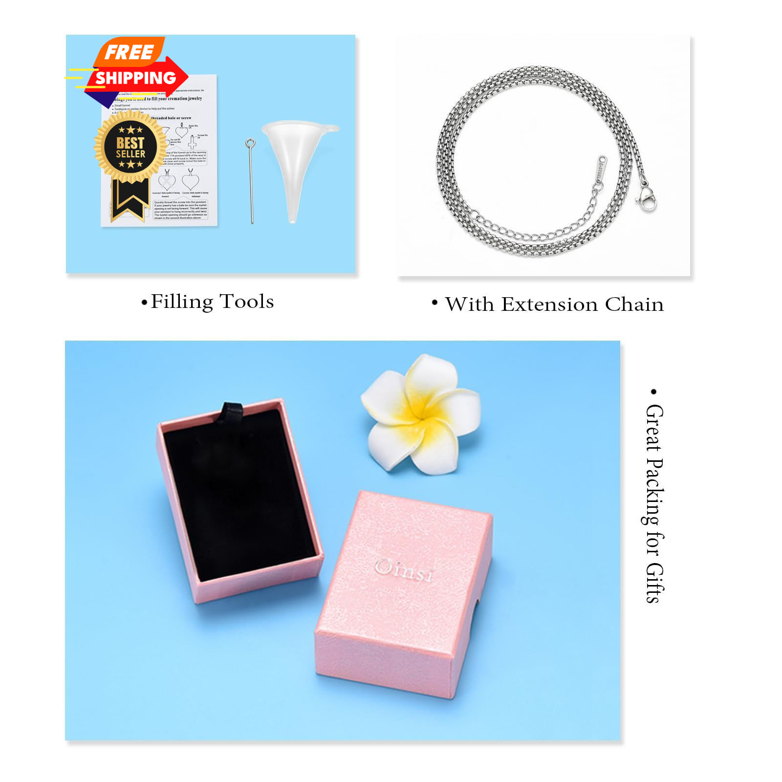 Oinsi Pet Cremation Jewelry For Ashes Dog/Cat 0.78*0.86, Silver-Rose gold