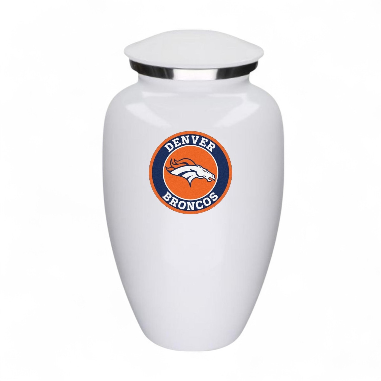 Denver Football Theme Large Aluminum Cremation Urn Adult Human Ashes w/Bag