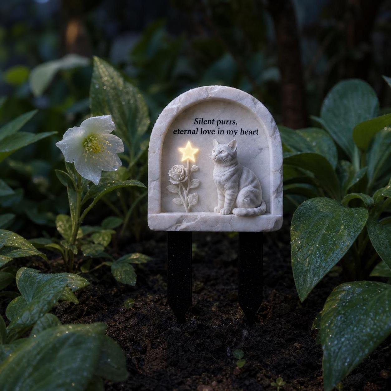 Outdoor Pet Memorial Stake, Cat Grave Marker for Outdoor Garden, for Cat Loss