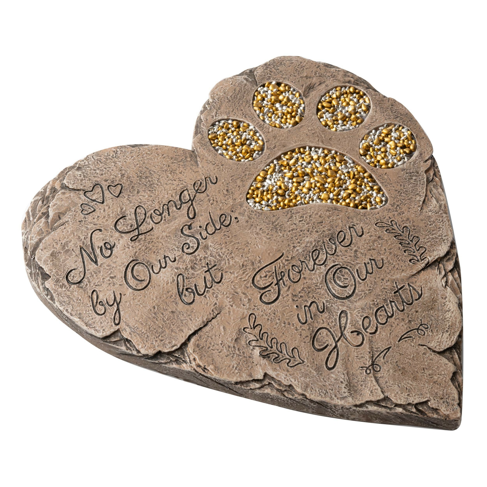 Pet Memorial Stone – Brown | Dog or Cat Garden Stone Heart Paw Print | Headst…