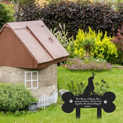 Pet Grave Markers Dog – Metal Dog Memorial Garden Markers Grave Decorations f…