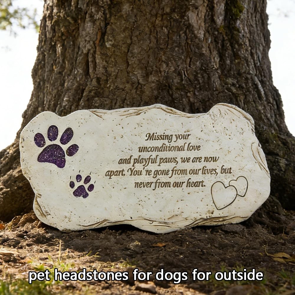 Shinning Paw Prints Pet Memorial Stones Headstones for Dogs or Cats, Resin Pe…