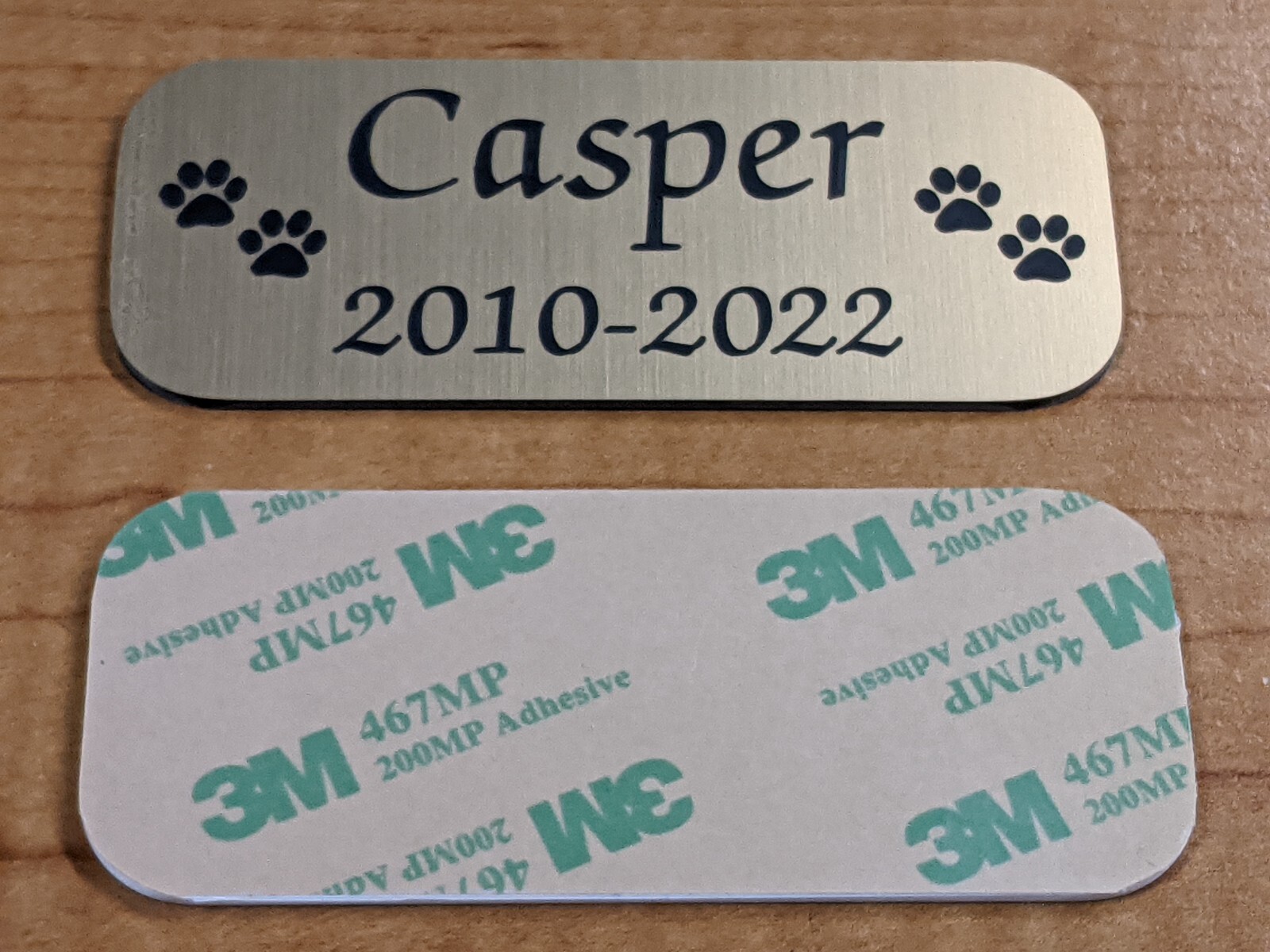 Custom Engraved 1.50×3.50 Silver or Gold Pet Name Memorial Urn Plaque Sign Plate