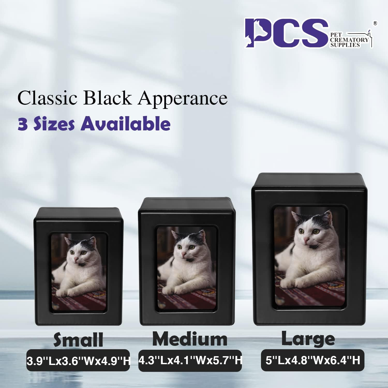 PCS Cat Urn for Ashes – Photo Urn, Black Small Pet Cremation Box