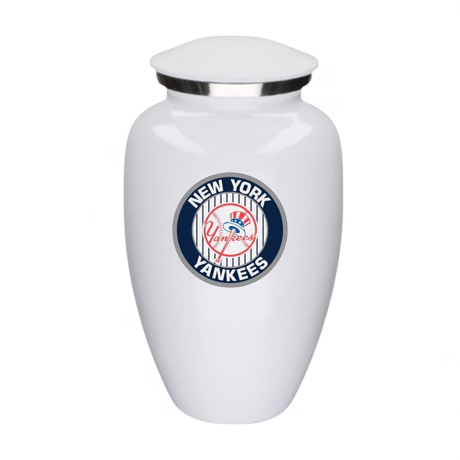 Large Aluminum New York Baseball Theme Cremation Urn Adult Human Ashes w/Bag