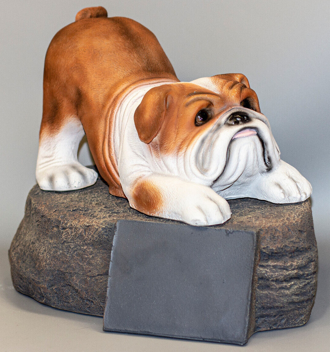 Dog Memorial Stone English Bulldog Cremation Urn Pet Ashes Statue Grave Marker
