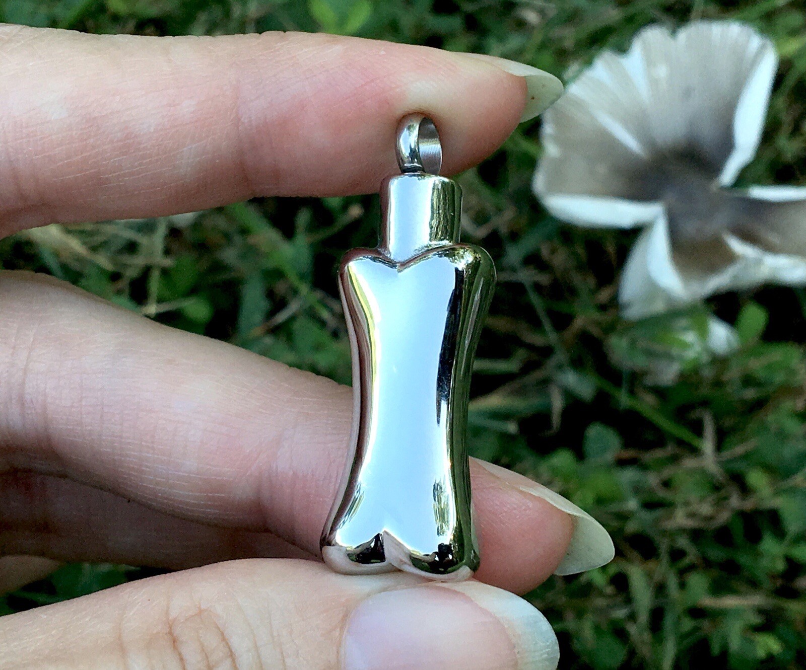 Dog Bone Cremation Necklace Mens Unisex Urn Jewelry Pendant for Ashes Cremains