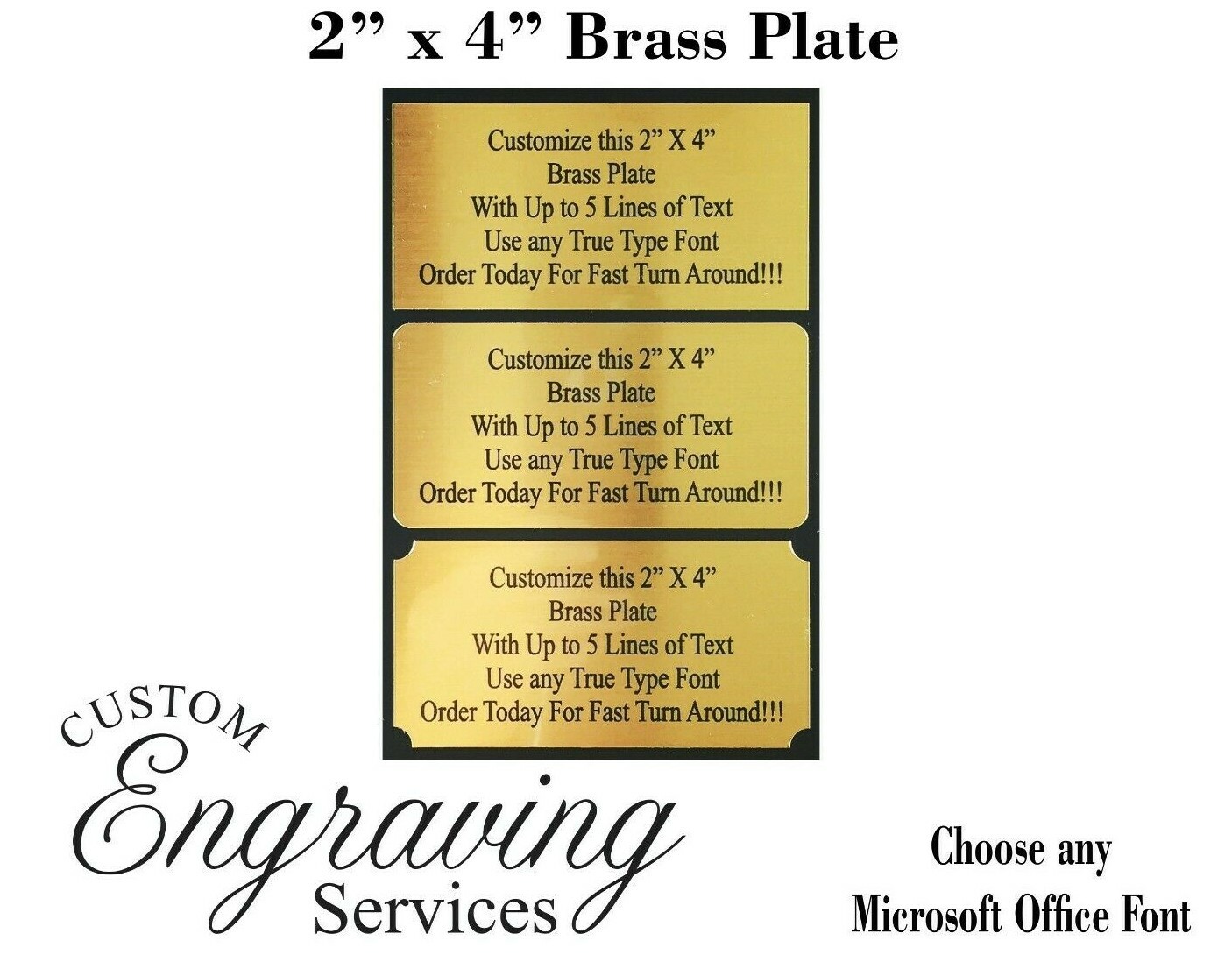 2X4 Customized Brass Plate Picture Plaque Name Tag Trophy Flag – PREMIUM QUALITY