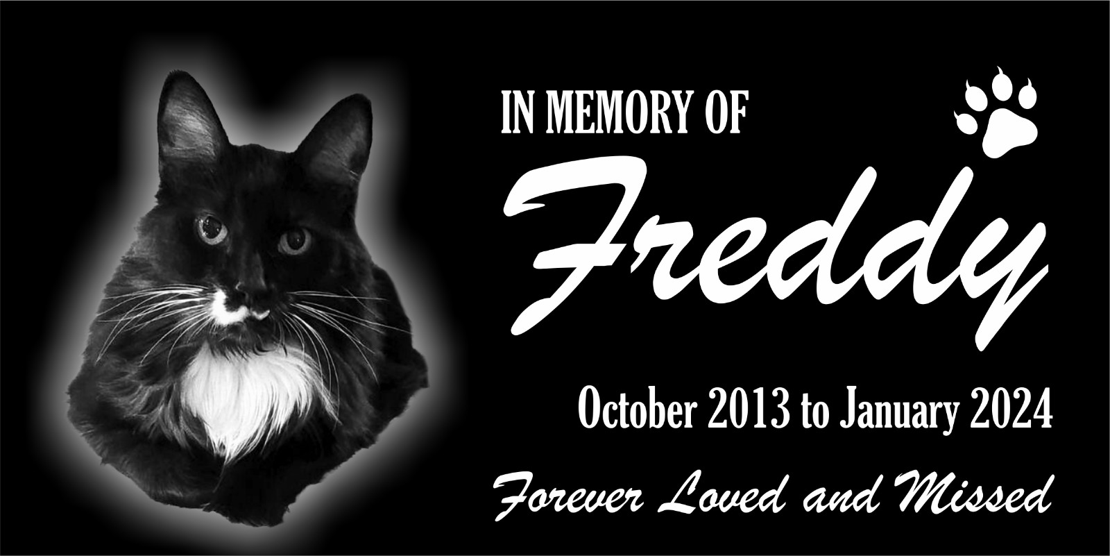 Personalized Pet Stone Memorial Grave Marker Granite Plaque Animal Human cat