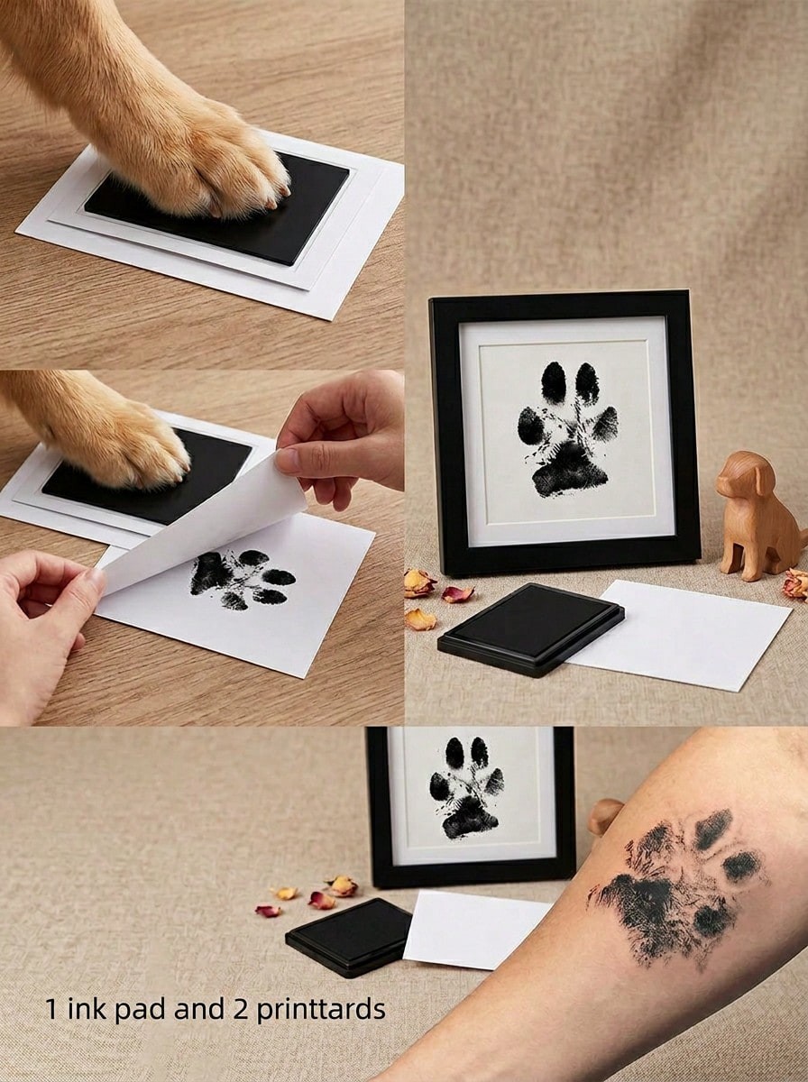 Pet Paw Print Kit w/Ink Pad 2 Cards Xmas Halloween Thanksgiving Gift