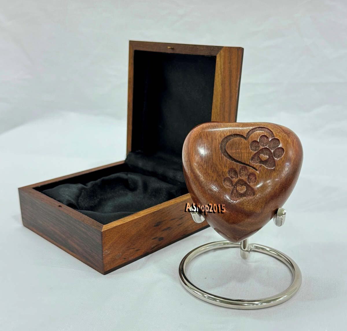 Wooden Heart Urn – Small Keepsake Cremation Urn for Human Ashes – Mini Urn Heart