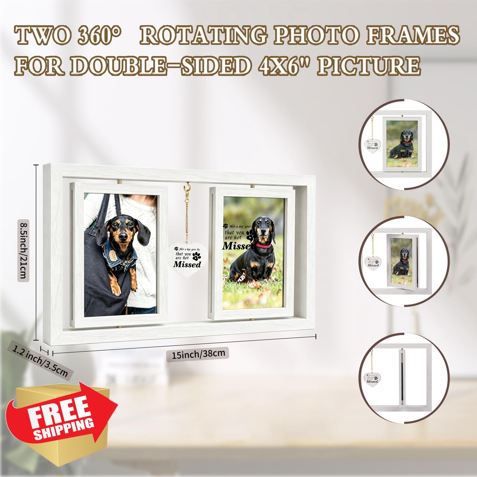 ATOBART Pet Memorial Frame White 15×8.5