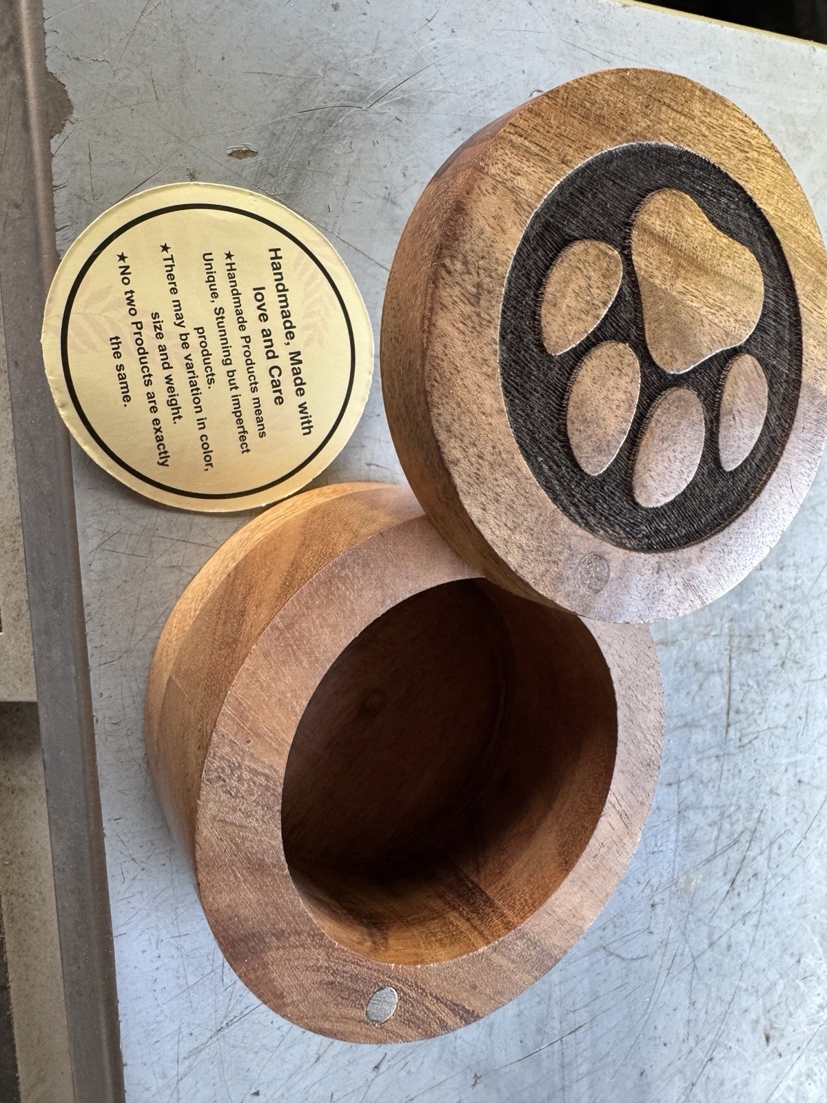 Portable Acacia Wood Pet Urn – Handmade W/ Magnetic Closure Free Shipping