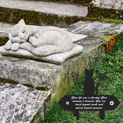 Memorial Decorations – Garden Stakes Markers with Angel Wings, Waterproof Cat