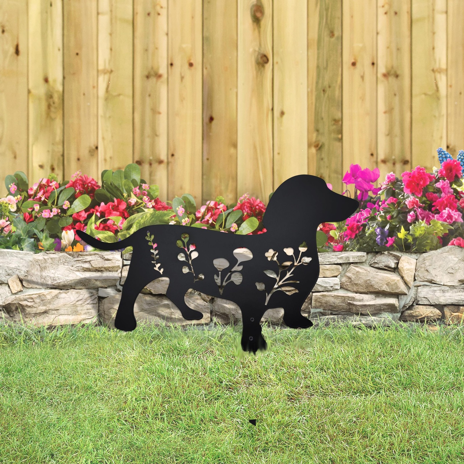 Dog Garden Stake – Unique Gift for Dog Lovers, Black Metal Outdoor Decor, Dur…