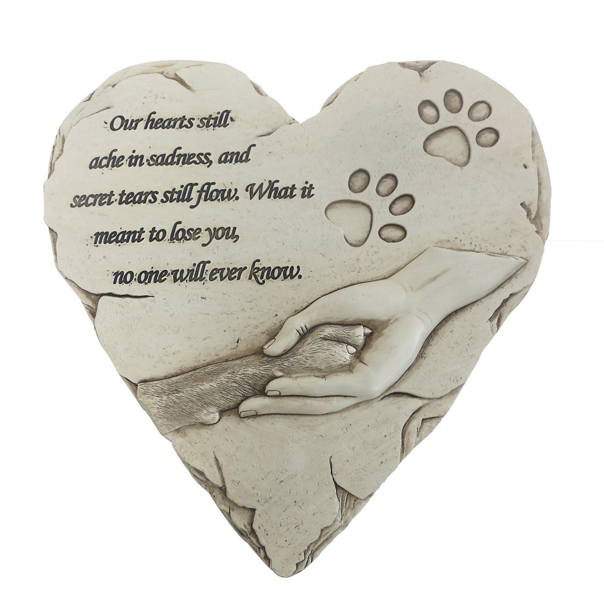 Heart Shaped Pet Memorial Stone Grave Marker for Dog or Cat, Pet Dog Garden Ston