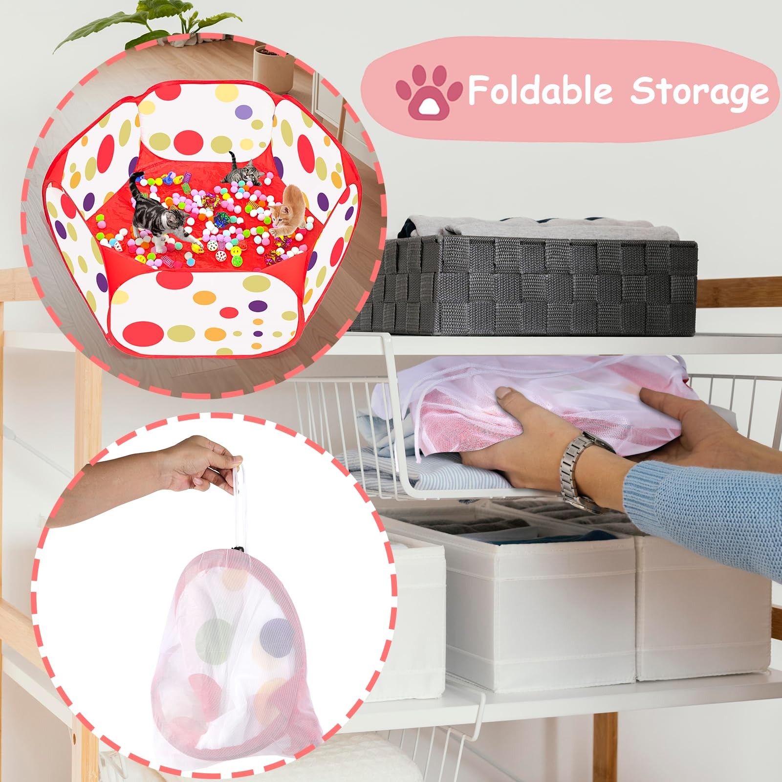 Cat Ball Pit with 226 Interactive Toys for Indoor Cats & Kittens Play