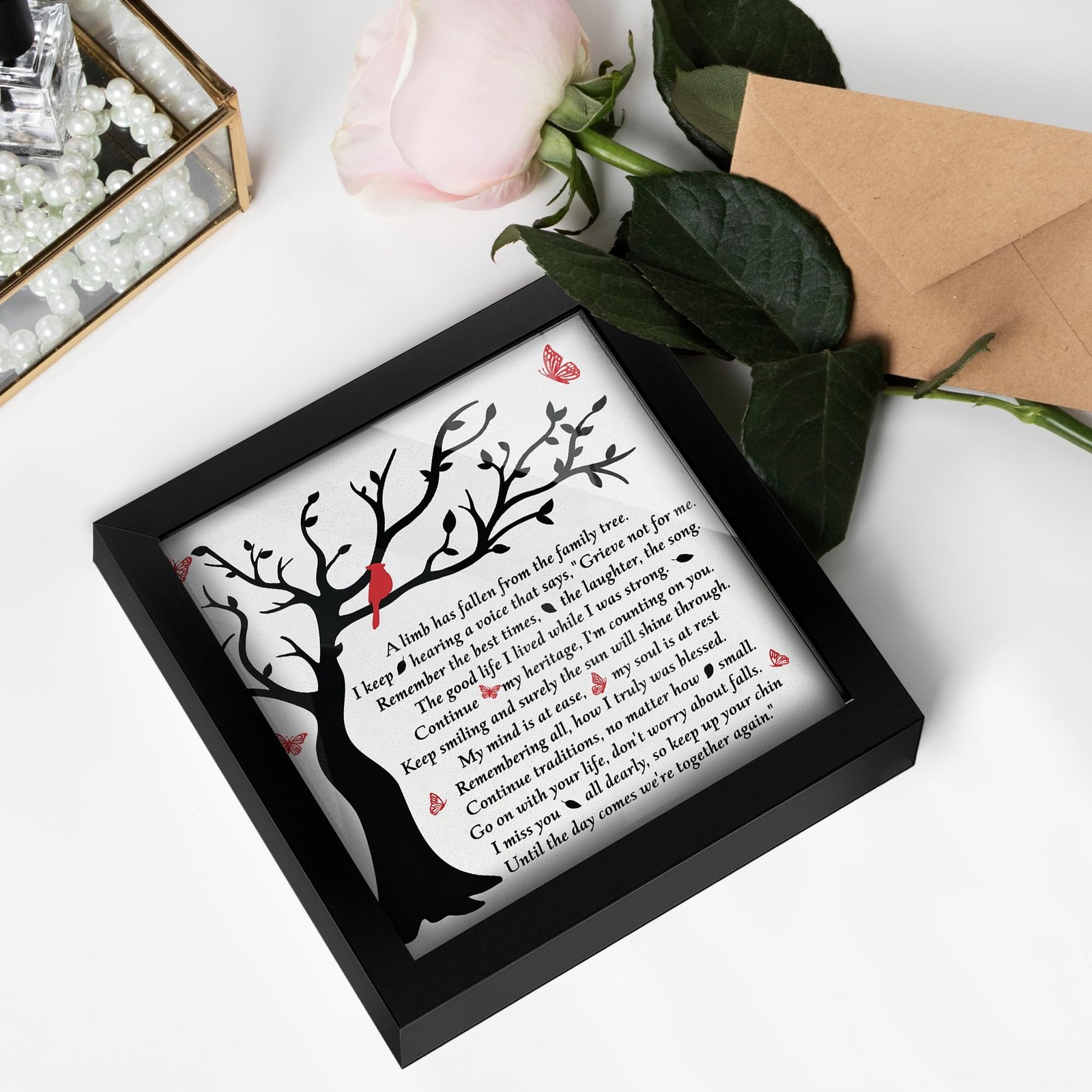 6.3” Sympathy Gifts Loss of Loved One with Poem Memorial Frame Cardinal A Li…