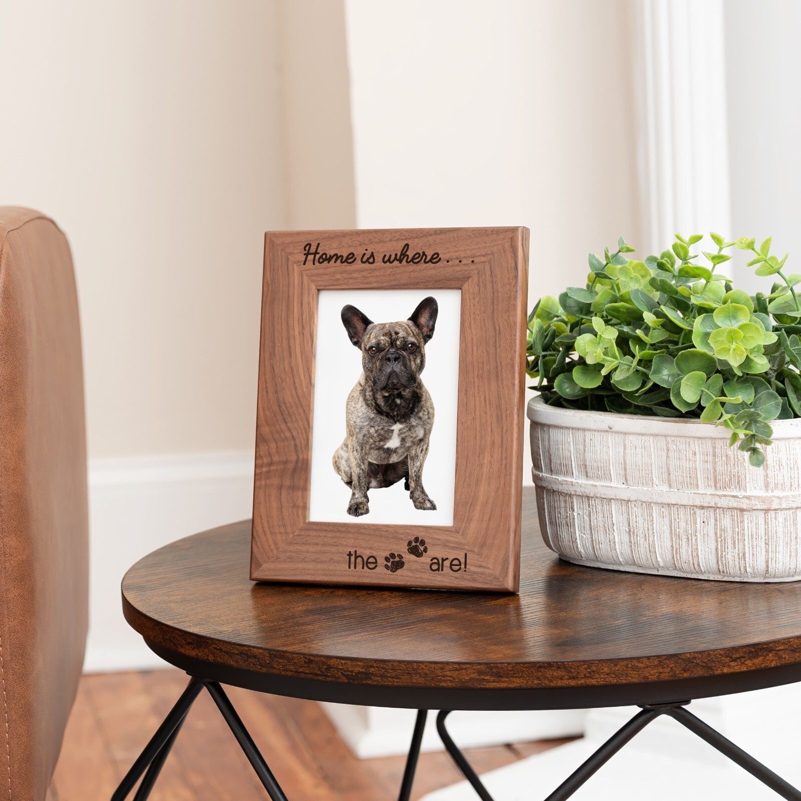 Personalized Pet Picture Frame, Genuine Walnut Pet Photo Frame 4×6, Pet Picture