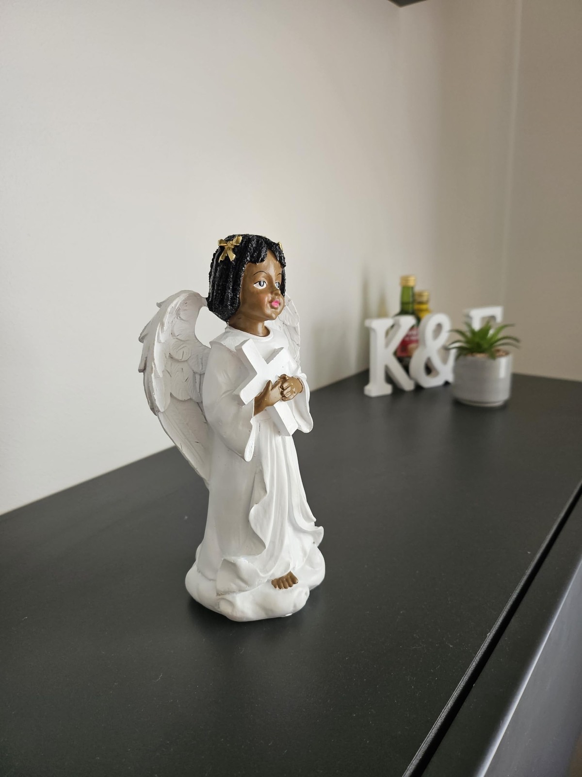 6.5 Inch African American Angel Figurine – Hand-Painted Guardian Angel Statue…