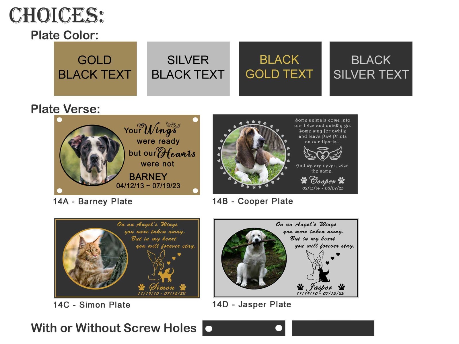 Custom Engraved Photo Frame Name Plate, Pet Loss Memorial Plaque, Dog, Cat, Any