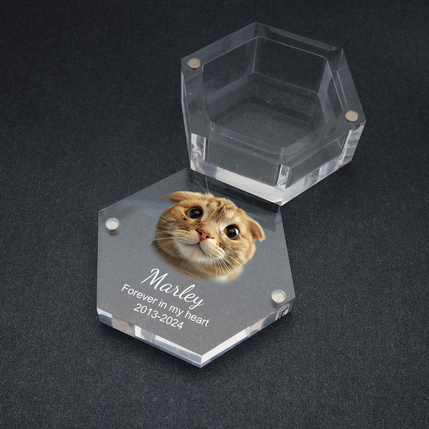 Personalized Pet Hair Box Dog and Cat Fur Custom Keepsake Box Photo Memorial Box