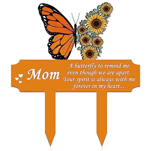 Butterfly Memorial Grave Stakes, Mom Cemetery Decorations for Grave, Sunflower
