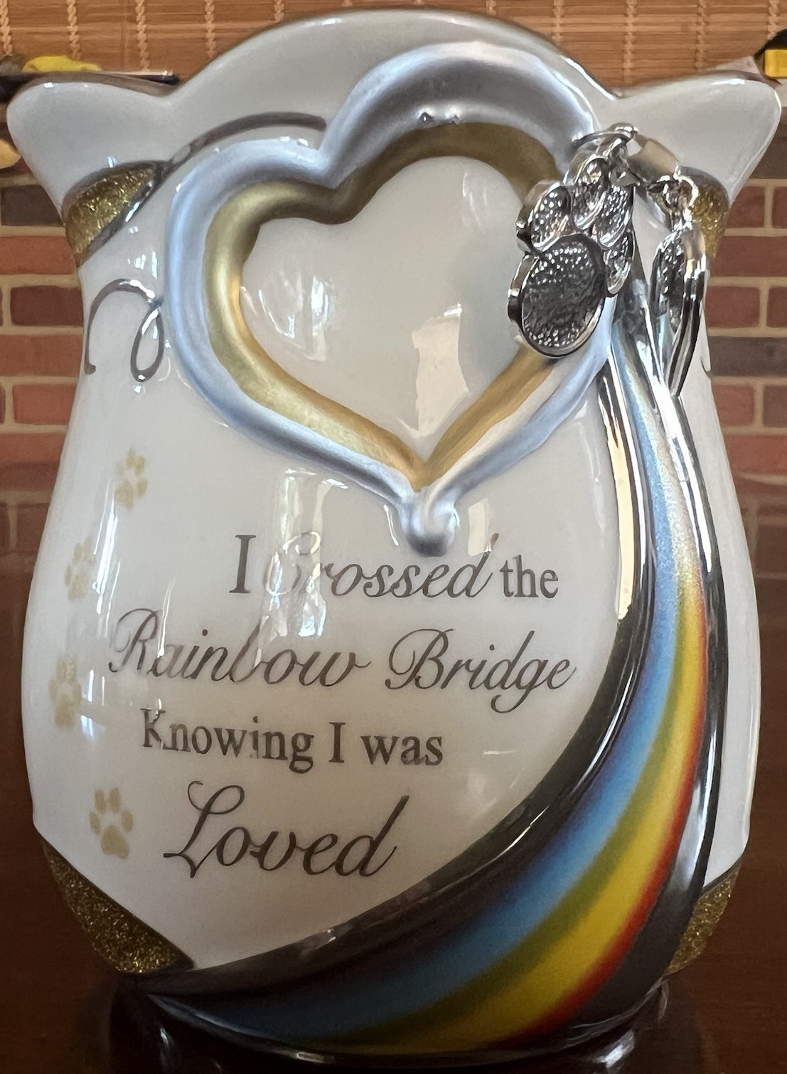 4” Bradford Exchange Rainbow Bridge Pet Remembrance Candle Candleholder Dog Cat