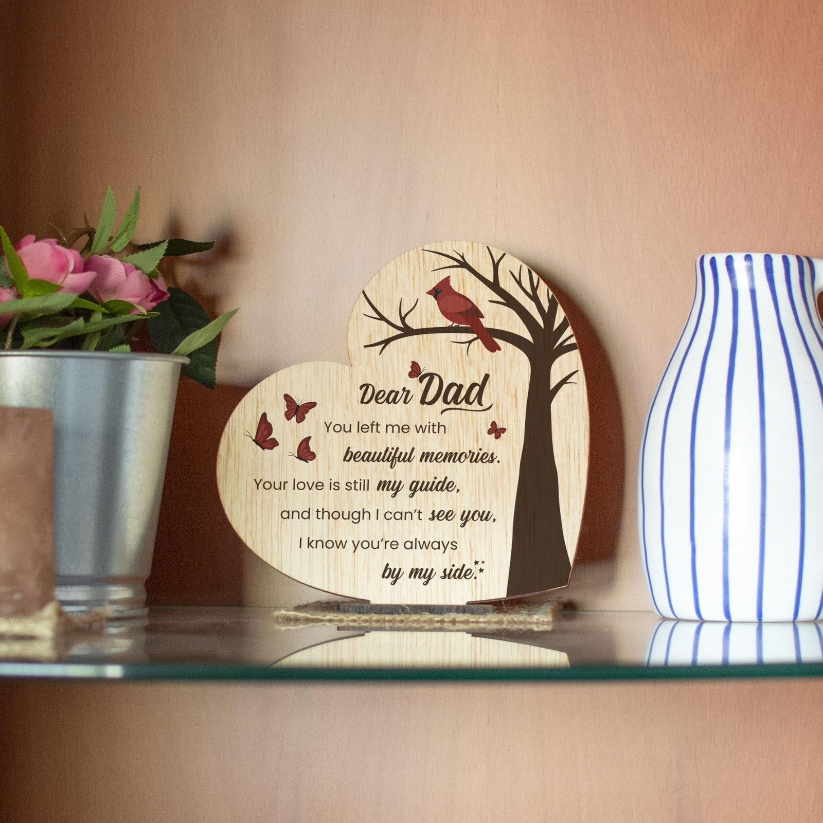 Memorial Plaque for Loss of Father Wooden Sympathy Sign in Loving Memory of D…