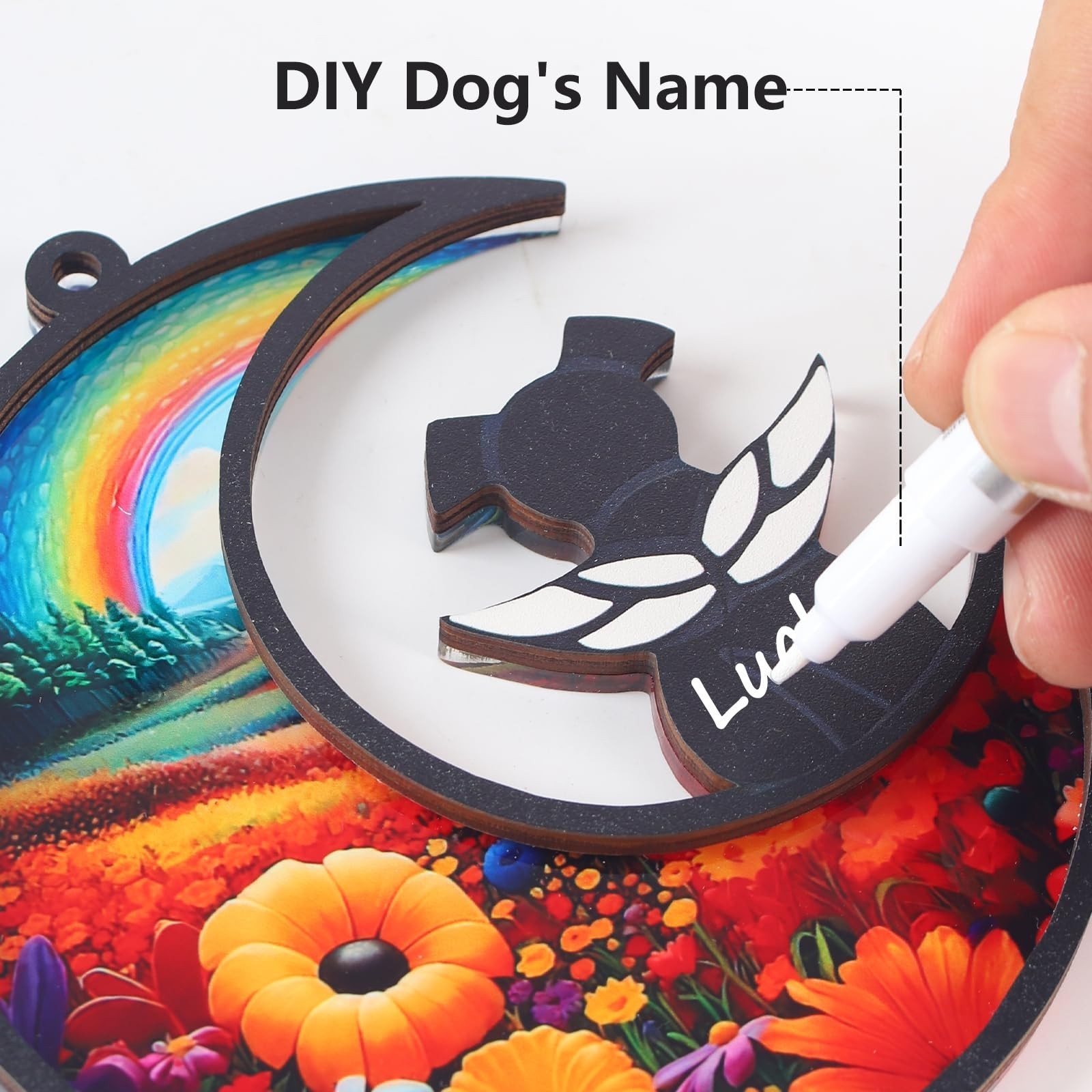 DIY Dog Angel Memorial Suncatcher with Sympathy Card,Rainbow Bridge Dog Memor…