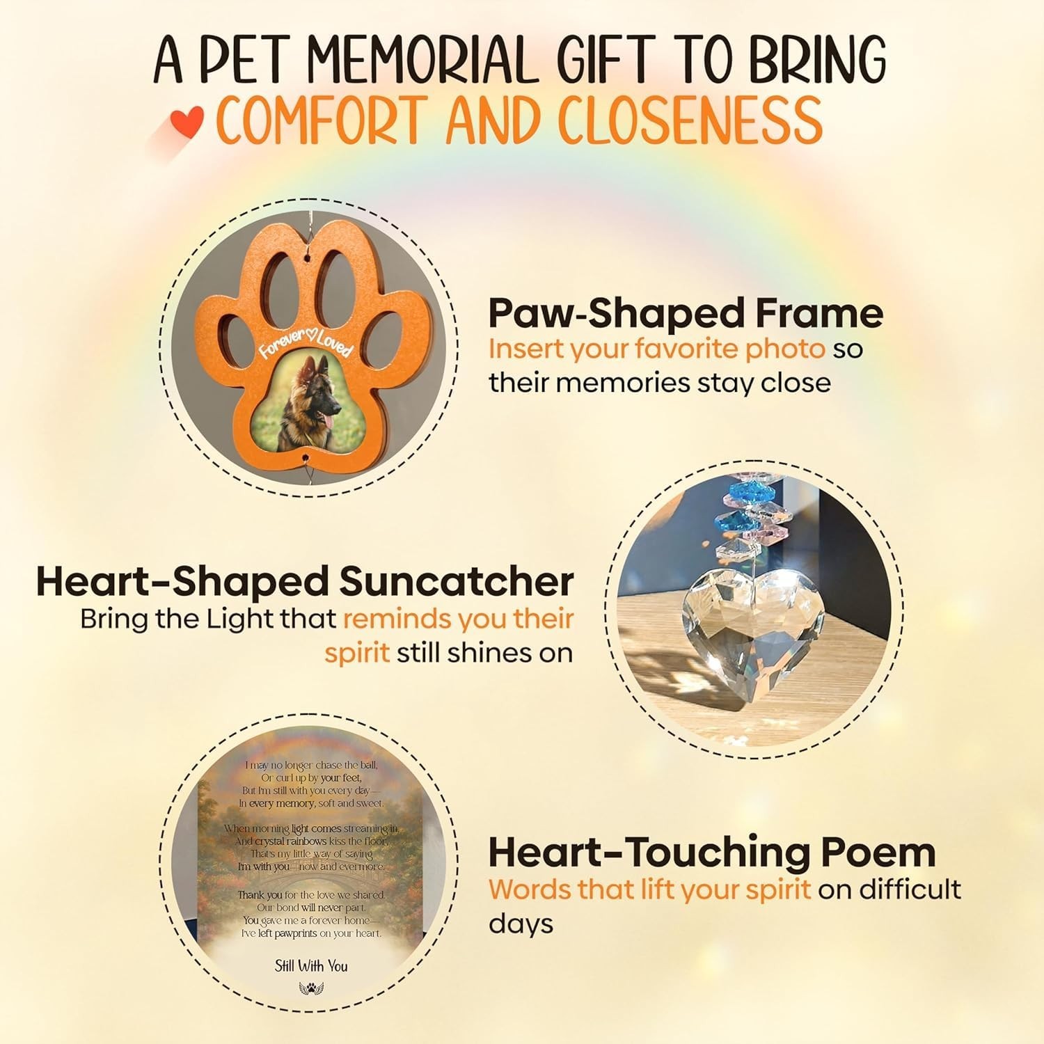 Personalized Brown Pet Memorial Gifts for Dogs – Rainbow Bridge Sympathy Hang…