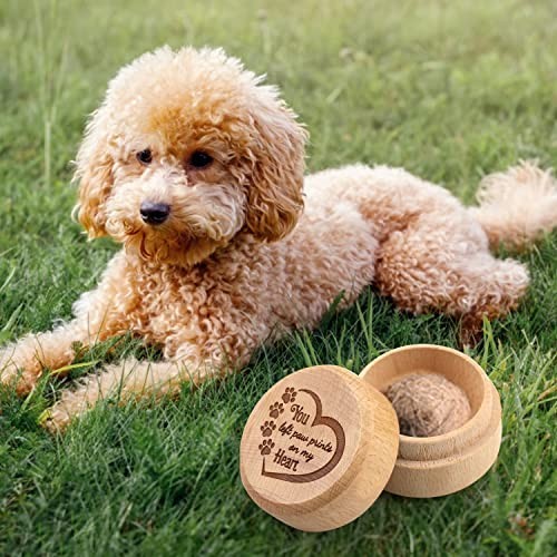 Dog Memorial Box for Loss Pet Wooden Keepsake Box with Pet Paw Engraving brown
