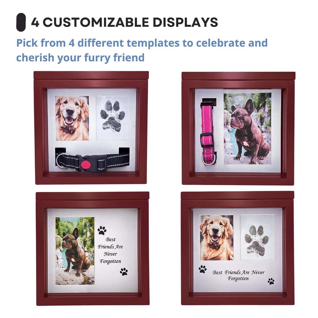 Large Dog Urn for Ashes, 4 Customizable Displays with Paw Print Ink Kit, 8.5x…