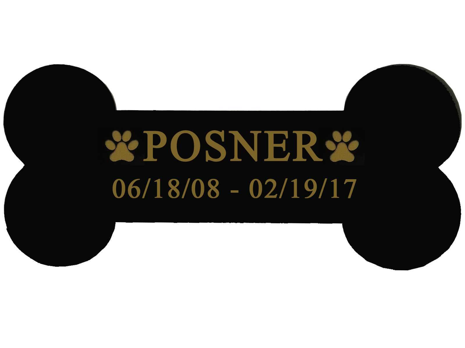 Custom Engraved Dog Name Plate, Large 6″ Bone Shape Plate, Pet Memorial
