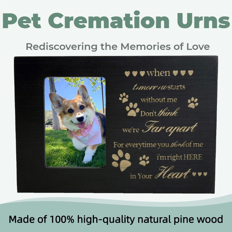 Large Wooden Pet Memorial Urns for Dogs and Cats Ashes with Photo Frame(Love)